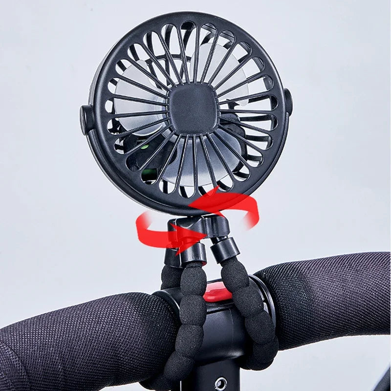 3 Speeds Stroller Fans for Baby Pram Summer Portable Outdoor Fan Clip on Cart USB Rechargeable Kids Mini Handheld Electric Fan