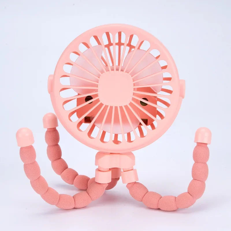 3 Speeds Stroller Fans for Baby Pram Summer Portable Outdoor Fan Clip on Cart USB Rechargeable Kids Mini Handheld Electric Fan
